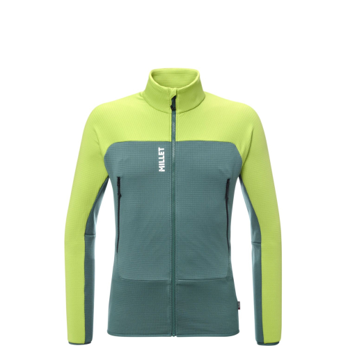 Men's Millet Fusion grid macaw green bottle fleece jacket