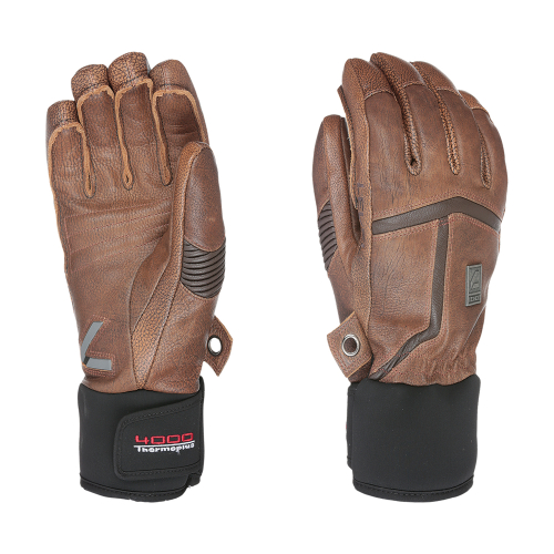 Gants de Ski/Snow Level Off Piste Leather Brown Homme