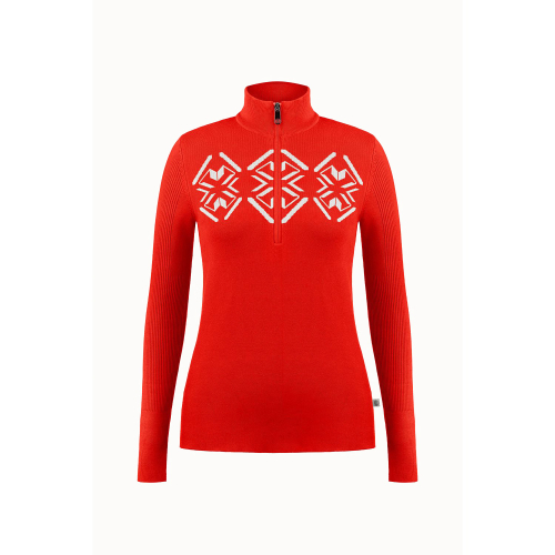 Pull En Maille Poivre Blanc Knit Sweater 3540 Scarlet Red Femme