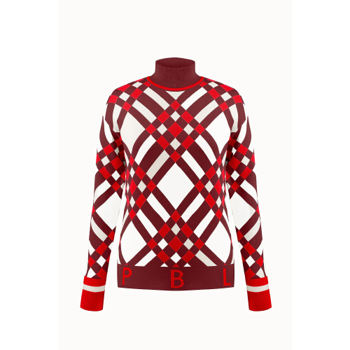 Pull En Maille Poivre Blanc Knit Pullover 3553 Cross Scarlet Red Femme