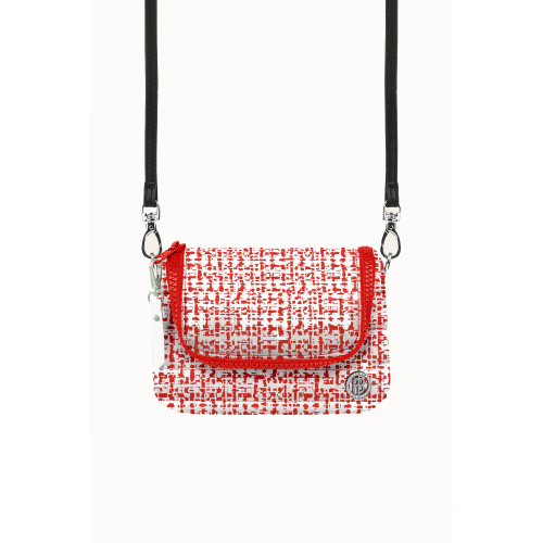 Handbag Poivre Blanc Belt Shoulder 9096 Tweed Scarlet R Femme