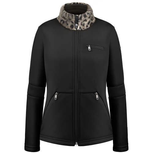 Women's Poivre Blanc 1701 Leopard Black3 Fleece Jacket