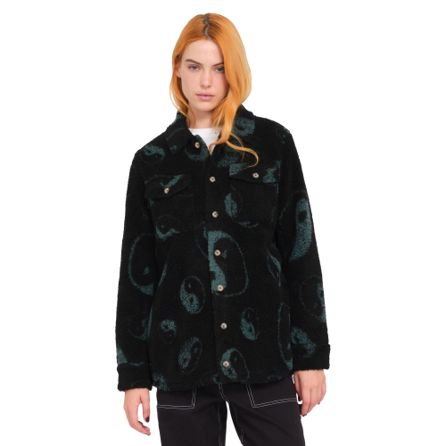 Women's Silent Sherpa Jacket Black Combo Shirt