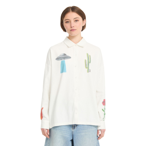 Chemise Volcom Fa mickey mason shirt Femme Blanc
